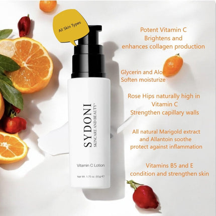 Sydoni - VITAMIN C LOTION with VITAMIN B5 AND ALOE 1.75 OZ. PUMP BOTTLE