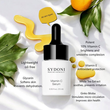 Sydoni - MOST LOVED! VITAMIN C SERUM with GINKO BILOBA EXTRACT AND GLYCERIN .5 FL. OZ.
