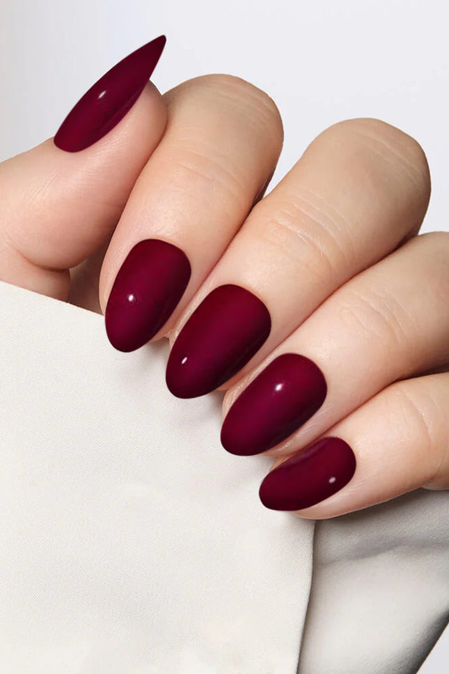 Nail Pop Studio - Grape Red Oval Nails - Press On Nails | Long Lasting & Reusable