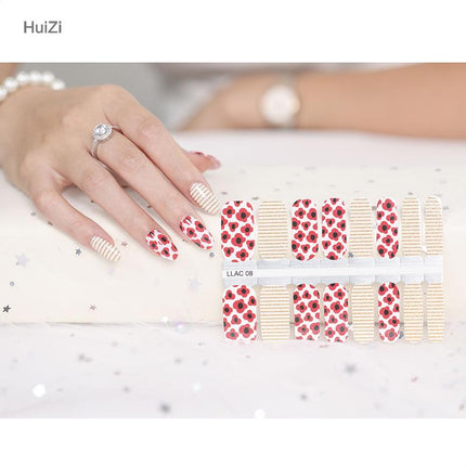 Candied Nails - Nail Sticker - Red Posie Stripe