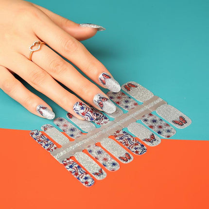 Candied Nails - Red White & Butterfly