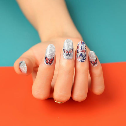 Candied Nails - Red White & Butterfly