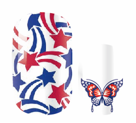 Candied Nails - Red White & Butterfly