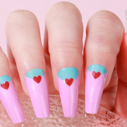 Candied Nails - Nail Sticker - Pink Hearts Gel Nails