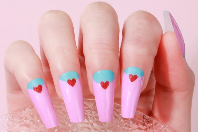 Candied Nails - Nail Sticker - Pink Hearts Gel Nails