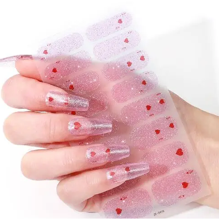 Candied Nails - Nail Sticker - Glitter Hearts Gel Nails