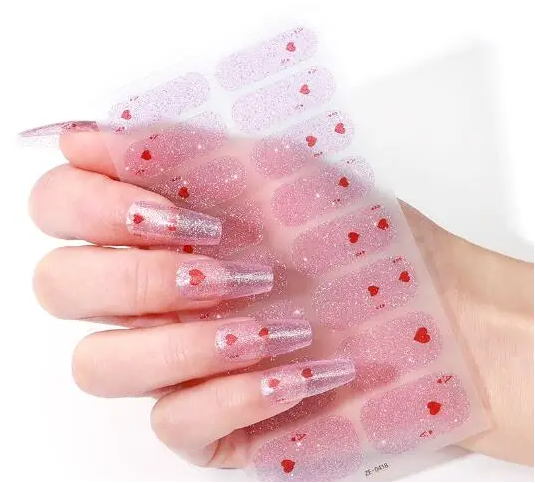 Candied Nails - Nail Sticker - Glitter Hearts Gel Nails
