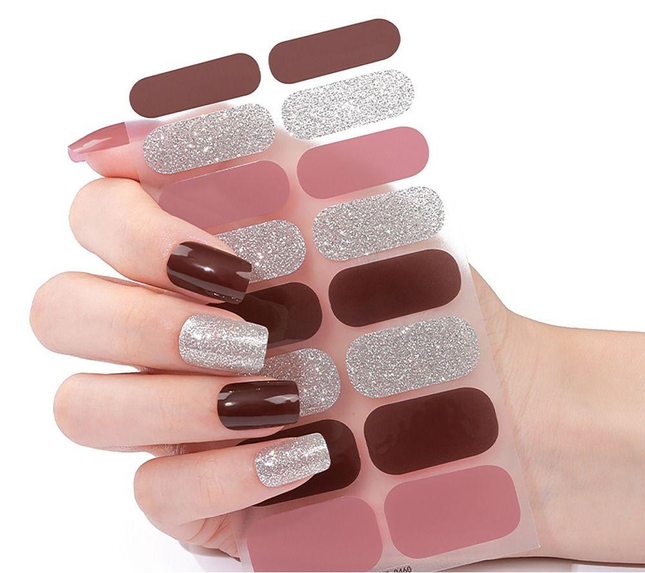 Candied Nails - Nail Sticker - Glitter Tan Gel Nails