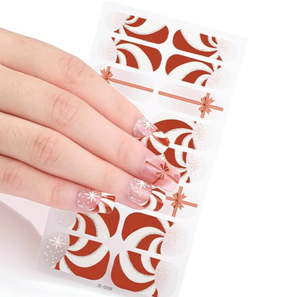 Candied Nails - Nail Sticker - Candy Cane Swirl Gel Nails