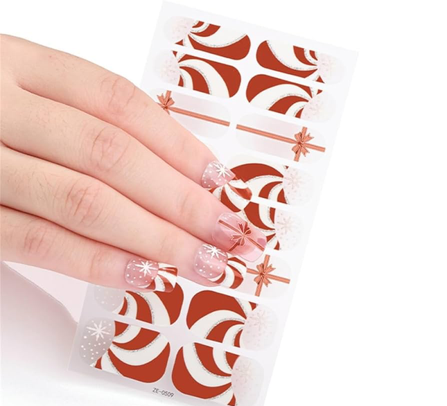 Candied Nails - Nail Sticker - Candy Cane Swirl Gel Nails