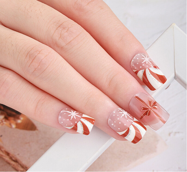 Candied Nails - Nail Sticker - Candy Cane Swirl Gel Nails