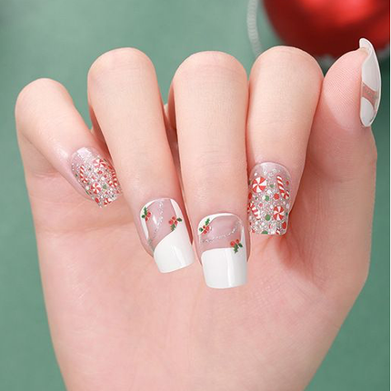 Candied Nails - Nail Sticker - Christmas Mistletoe Gel Nails
