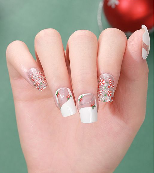 Candied Nails - Nail Sticker - Christmas Mistletoe Gel Nails