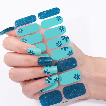 Candied Nails - Nail Sticker - Blue Floral Gel Nails