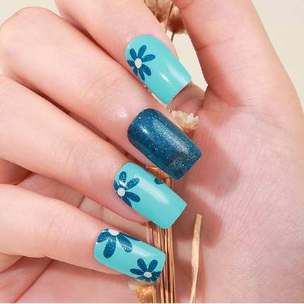 Candied Nails - Nail Sticker - Blue Floral Gel Nails