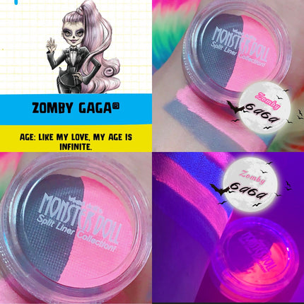 Inked Doll Cosmetics - (HUGE!) Monster Doll ZOMBY GAGA *UV Neon Pastel* SPLIT LINER/ FACE/ BODY PAINT