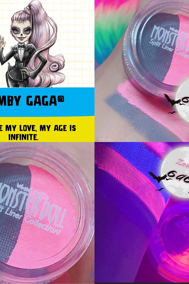 Inked Doll Cosmetics - (HUGE!) Monster Doll ZOMBY GAGA *UV Neon Pastel* SPLIT LINER/ FACE/ BODY PAINT
