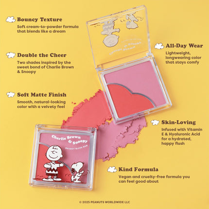 Profusion Cosmetics - Peanuts 75th | Charlie Brown & Snoopy Bouncy Blush Duo