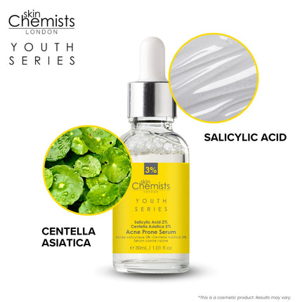 skinChemists US - Acne Prone Serum Salicylic Acid 2%, Centella Asistica 3% 30ml
