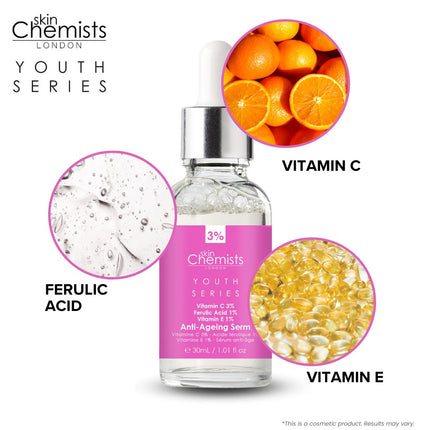 skinChemists US - Anti-Ageing Serum Vitamin C 3%, Ferulic Acid 1%, Vitamin E 1% 30ml