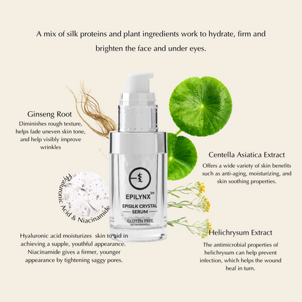 EpiLynx - Vegan EpiSilk, Crystal Wrinkle Smoothing Face Serum - Intense Brightening and Firming Wrinkle Fix for Sensitive Skin