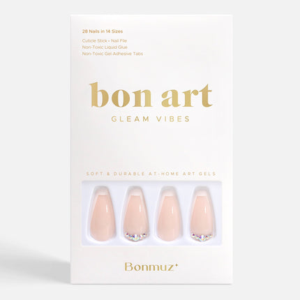 Bonmuz - Beige Twinkle | Soft & Durable Press-On Nails