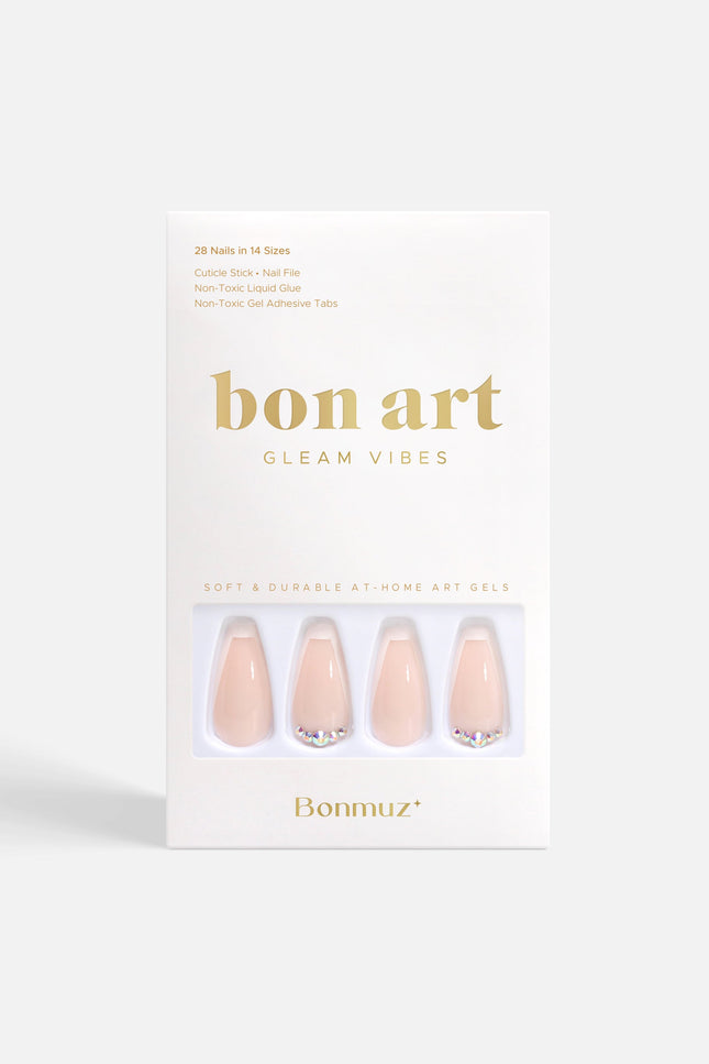 Bonmuz - Beige Twinkle | Soft & Durable Press-On Nails