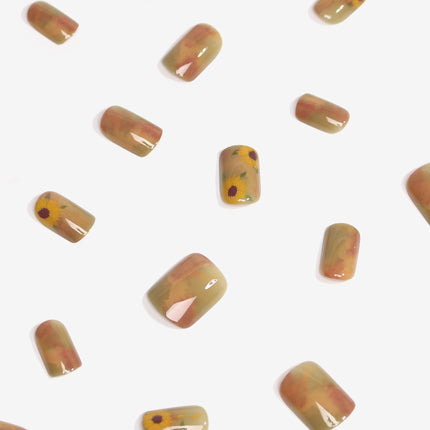 Bonmuz - Sunflower Watercolor | Soft & Durable Press-On Nails