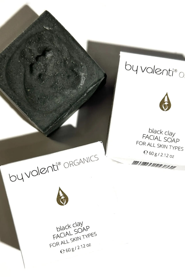 by valenti® - Black Clay Facial Soap with Activated charcoal + Hematite + Aloe vera