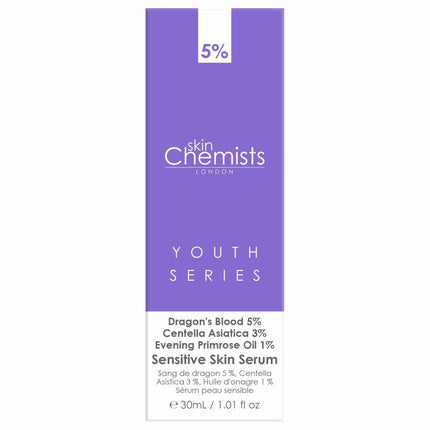 skinChemists US - Sensitive Skin Serum Dragon's Blood 5%, Centella Asistica 3%, Evening Primrose Oil 1% 30ml