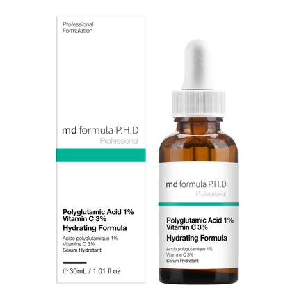 skinChemists US - MD Formula Hydrating Serum Polyglutamic Acid 1%, Vitamin C 3% 30ml Twin Value Savings Pack