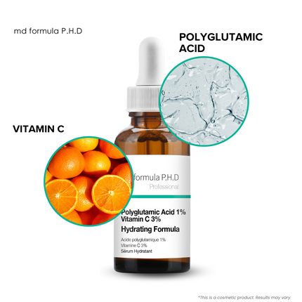 skinChemists US - MD Formula Hydrating Serum Polyglutamic Acid 1%, Vitamin C 3% 30ml Twin Value Savings Pack