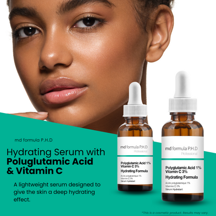skinChemists US - MD Formula Hydrating Serum Polyglutamic Acid 1%, Vitamin C 3% 30ml Twin Value Savings Pack