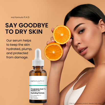 skinChemists US - MD Formula Hydrating Serum Polyglutamic Acid 1%, Vitamin C 3% 30ml Twin Value Savings Pack