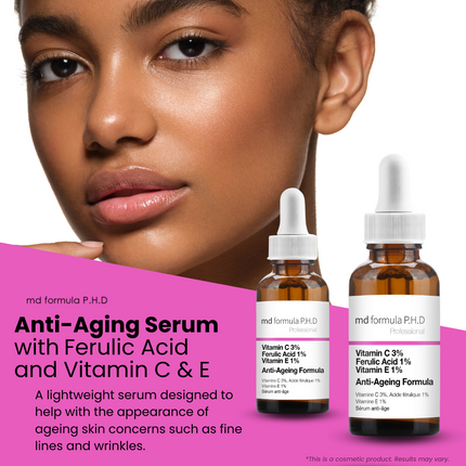 skinChemists US - MD Formula Anti-Ageing Serum Vitamin C 3%, Ferulic Acid 1%, Vitamin E 1% 30ml Twin Value Savings Pack