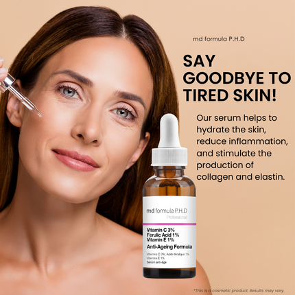 skinChemists US - MD Formula Anti-Ageing Serum Vitamin C 3%, Ferulic Acid 1%, Vitamin E 1% 30ml Twin Value Savings Pack