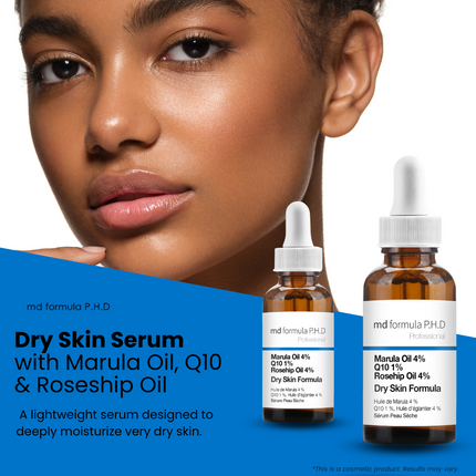 skinChemists US - MD Formula Dry Skin Serum Marulua Oil 4%, Q10 1%, Rosehip Oil 4% 30ml Twin Value Savings Pack