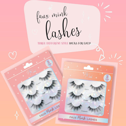 Prolux Cosmetics - Faux Mink Lashes Eyelashes - 3 Pair