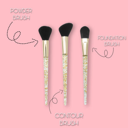 Prolux Cosmetics - Gold Flakes 3-Piece Brush Set