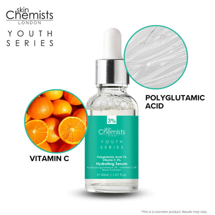 skinChemists US - Hydrating Serum Polyglutamic Acid 1%, Vitamin C 3% 30ml