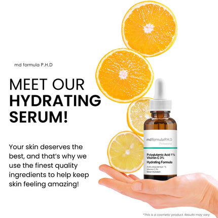 skinChemists US - Hydrating Serum Polyglutamic Acid 1%, Vitamin C 3% 30ml