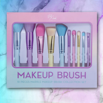Prolux Cosmetics - Makeup Brush - 10pc Marble Makeup Brush Collection Set