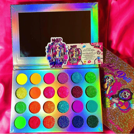 Inked Doll Cosmetics - NEON LIGHTS (24PC) *BLACKLIGHT!* Pigment/Glitter Pallete!