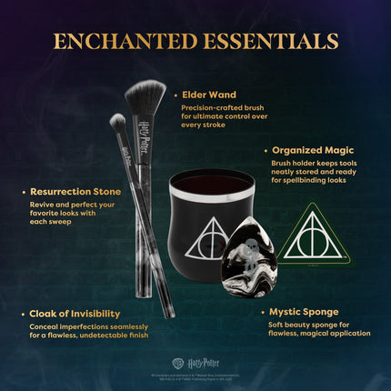 Profusion Cosmetics - HP Dark Arts | Deathly Hallows™ Blend Makeup Brush & Sponge Set