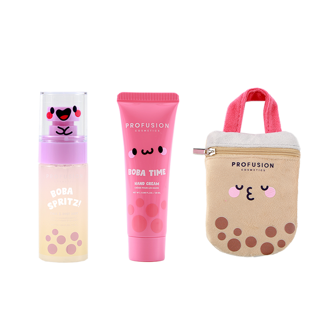 Profusion Cosmetics - Let's Get Some Boba Body Spritz, Hand Lotion, and Reusable Pouch Set