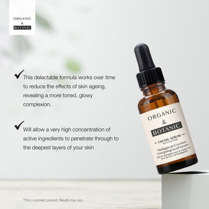 skinChemists US - Madagascan Coconut Facial Serum - 30ml - Hydrating & Soothing Serum with Aloe Vera & Vitamin E for Radiant, Nourished Skin