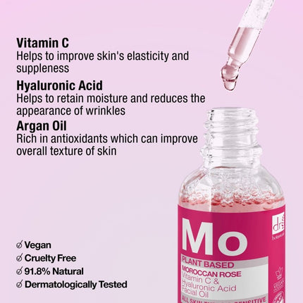 skinChemists US - Moroccan Rose Facial Oil with Hyaluronic Acid & Vitamin C