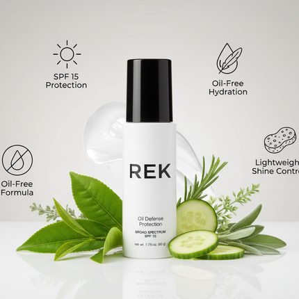 REK Cosmetics - Oil Defense Protection – Oil-Free Hydrating SPF Moisturizer | REK Cosmetics
