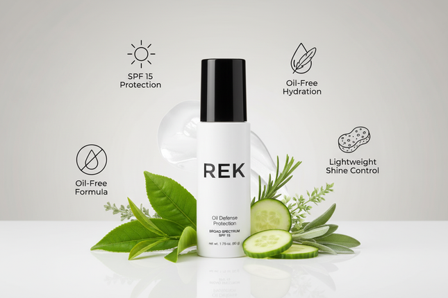 REK Cosmetics - Oil Defense Protection – Oil-Free Hydrating SPF Moisturizer | REK Cosmetics