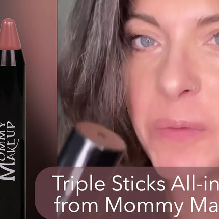 Mommy Makeup - Triple Sticks Lipstick, Cream Blush, and Treatment in Bare Babe
